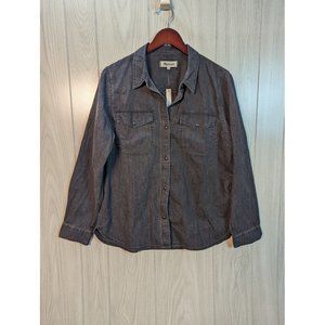 NWT Womens Madewell Black Denim Long Sleeve Button Up Shirt Sz XL Perfect Fit